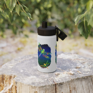 Open image in slideshow, Dragonfly Dreaming Stainless Steel Water Bottle - Sports Lid
